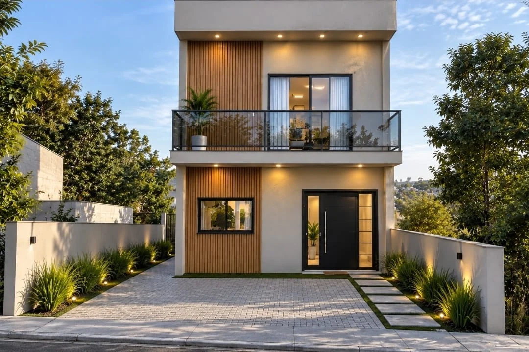 Fachada das casas do Residencial Eucaliptos